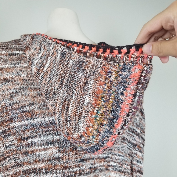 Free People Festival Lagenlook Jungle Heat Hood Tiger Fringe Cardigan Size XS - Picture 10 of 12